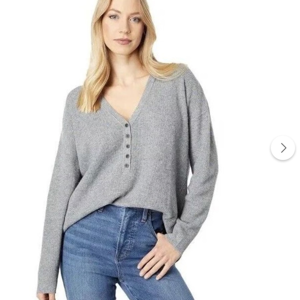 Madewell  Alpaca Wool Blend Henley Sweater XS Oversized Knit Minimalist Cozy